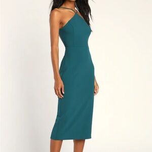 LuLu’s Teal Backless Evening Midi Dress. Size: XS. New with tags.